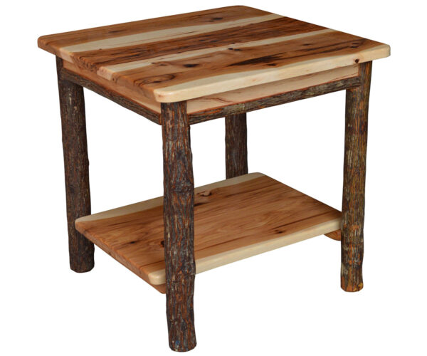 Hickory Solid Top End Table With Shelf