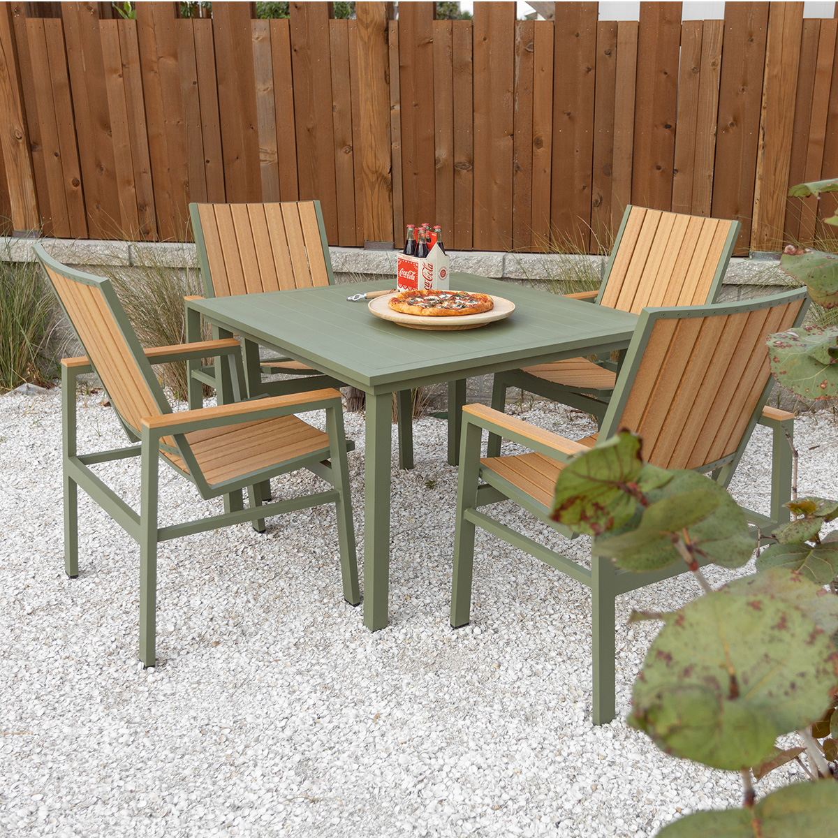 Vida 44" Square Dining Table Aluminum Top - Image 4