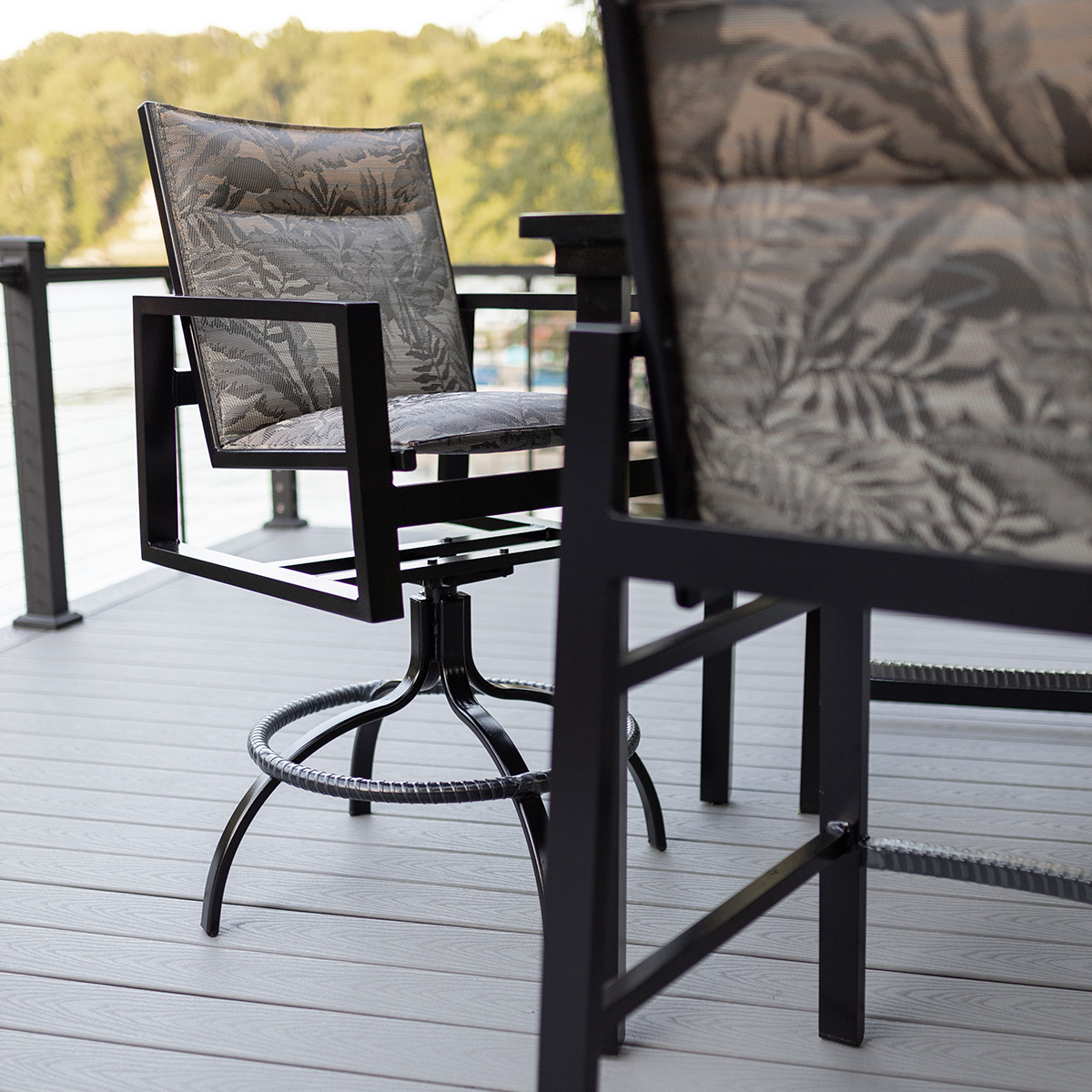 Vida Sling Swivel Bar Chair - Image 2