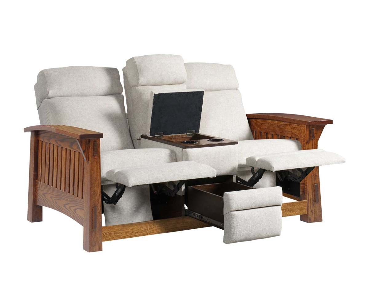 Country Mission Center Console Recliner Love Seat - Image 4