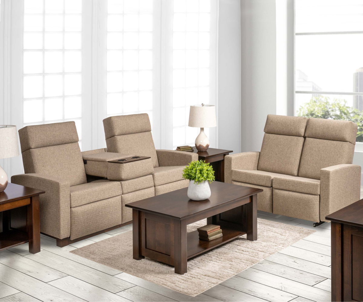 Modern Shaker Push Back Love Seat Recliner - Image 2